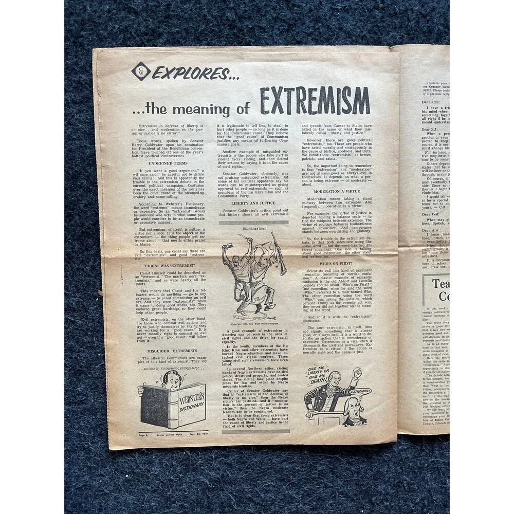 1970s Childrens Cold War Newspaper, Vintage Antique Collectibles, Original Chil